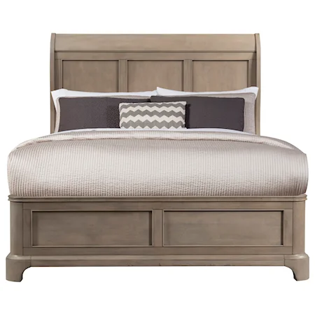 Transitional Queen Sleigh Bed in Grey Finish